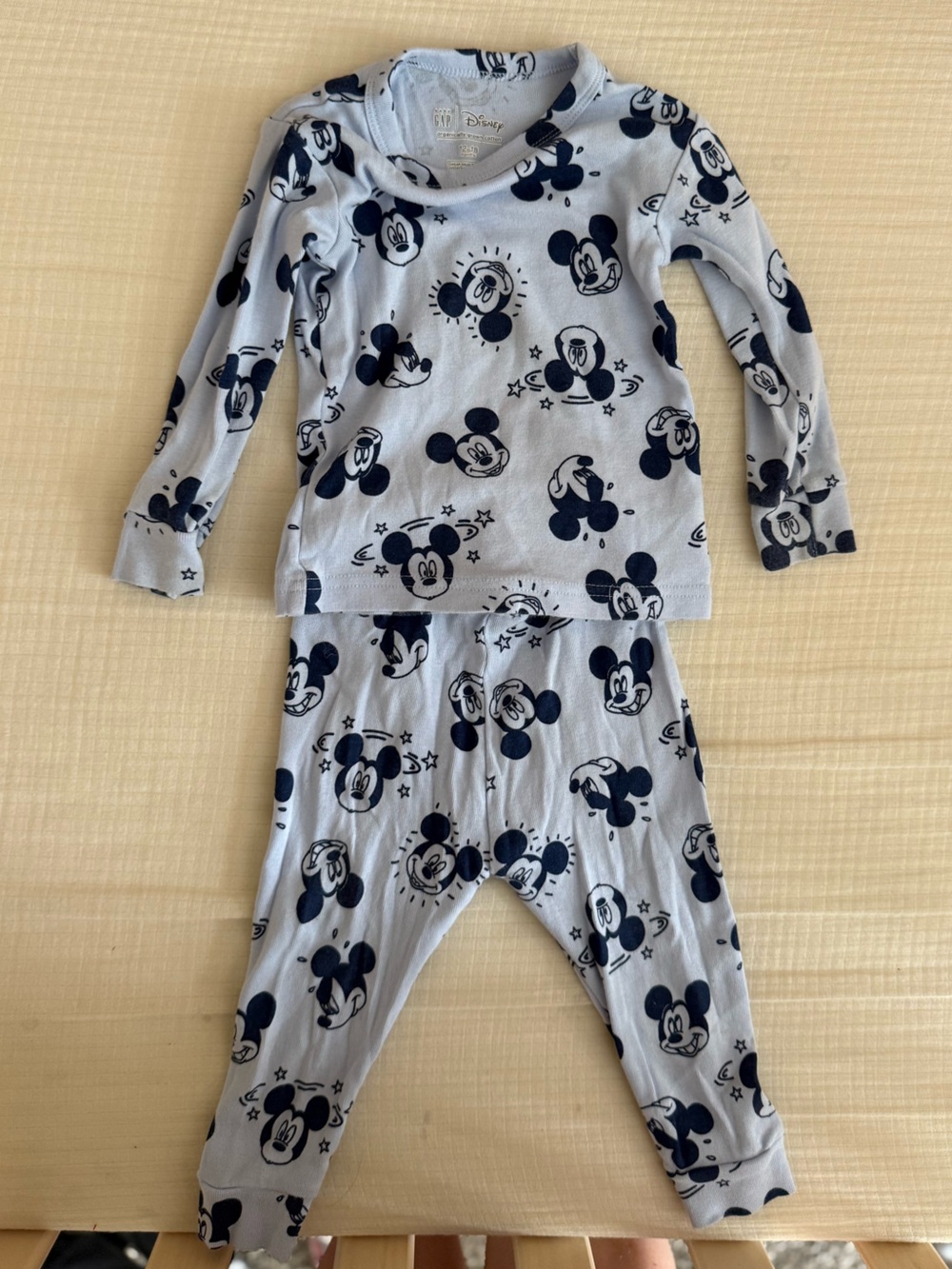 Baby Gap Disney Navy & Light Blue Mickey Mouse Two-Piece Pajama Set- 12-18 mo